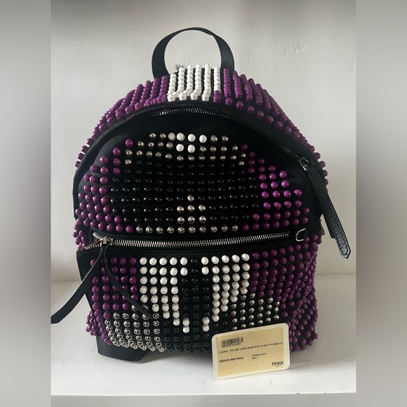 Fendi Karl Lagerfelf Backpack/ Purple White & Black